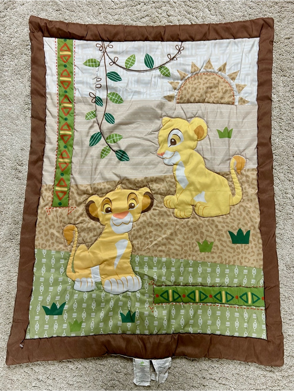 Vintage Disney Lion King Crib Comforter Blanket Simba Nala 42" X 31"